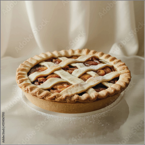 Piece of tasty apple pie isolated on transparent background 75.eps