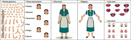 Animated Beautiful Woman Character Asset Face, Lip, Hand, and Rigging Components