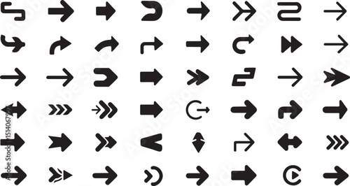 Three dimensional arrow icon set design featuring a single high resolution graphic utilizing cmyk and grayscale color models