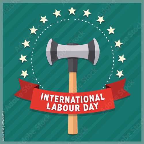International Labour Day: Celebrating the dedicated workforce with a bold graphic, featuring a sturdy hammer at the forefront.