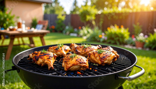 Delicious grilled chicken and vegetable barbecue meal