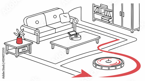 Smart Home Cleaning Generated AI Robot Vacuum Navigation Path