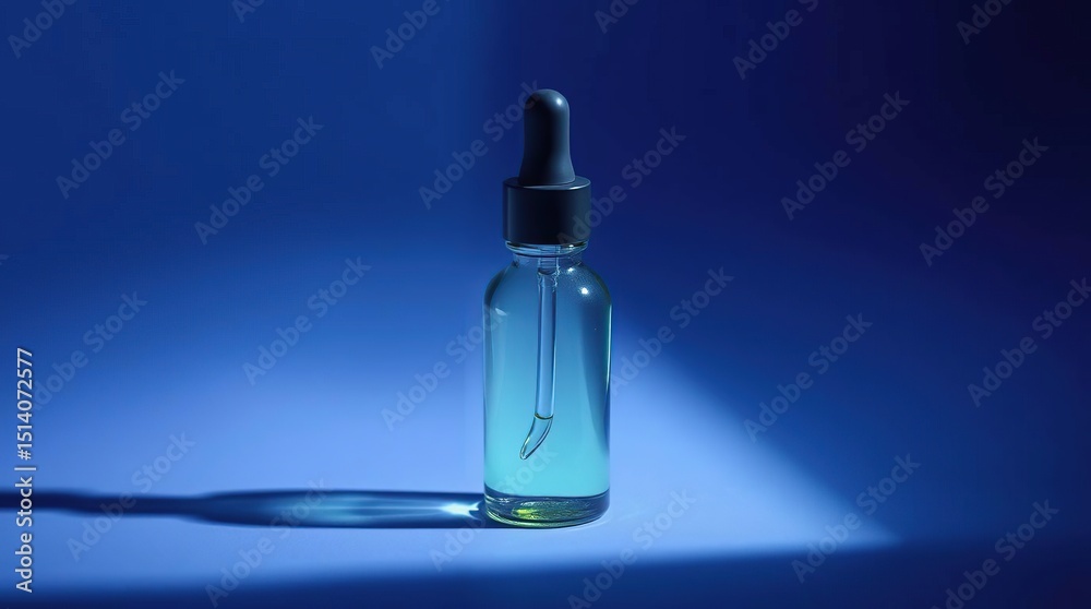 Naklejka premium Cool Color Contrasting Serum Bottle Chiaroscuro Lighting Photography