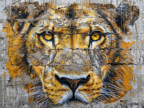 Lion's powerful gaze: Urban jungle portrait blends artistry and the wild spirit
