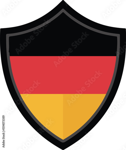 German flag displayed on a classic heraldic shield graphic design