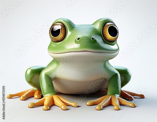Ein winziges 3D-Froschbaby mit kugeligem Körper photo