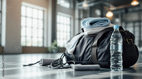 Gym Bag with Fitness Essentials Ready for Workout