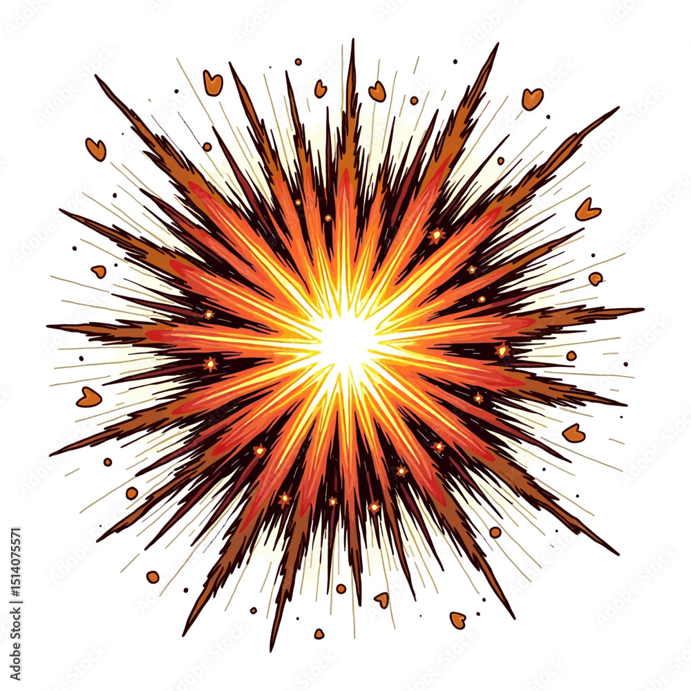 Obraz premium Colorful Star Explosion with Radiant Burst of Dynamic Energy Cosmic Fireworks and Glowing Celestial Eruption in Vivid Combustion and Brilliant Vector Illumination