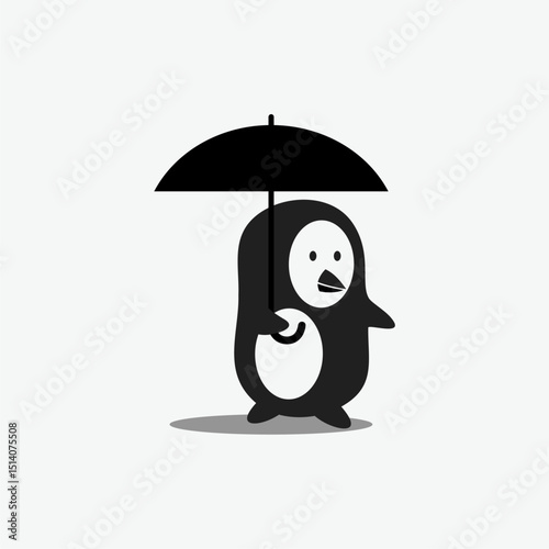 Little penguin carrying an umbrella