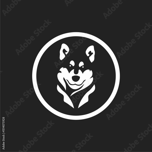 Silhouette of dog head in circle