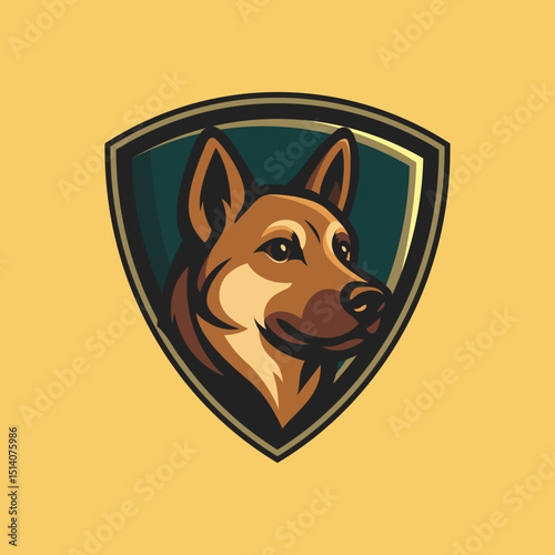 Dog head logo in shield