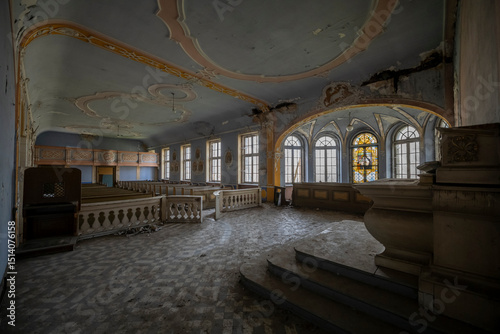 Old Abandoned Palace in Branice with Blue Chapel Interior, Poland