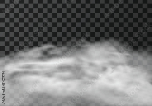 White smoke cloud isolated on transparent background.