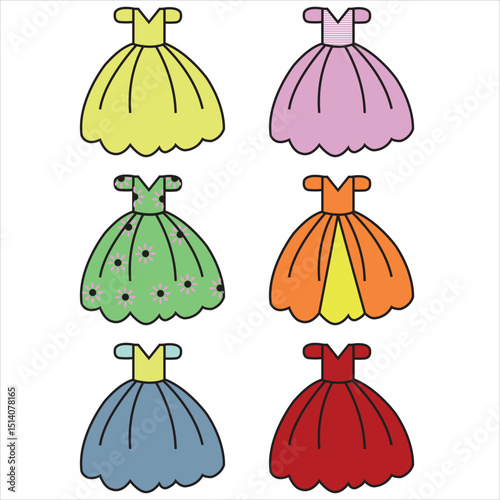 vectors multiple princess dresses fairy tale dresses