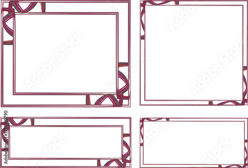 burgundy color abstract ornamental artwork square and rectangular frames