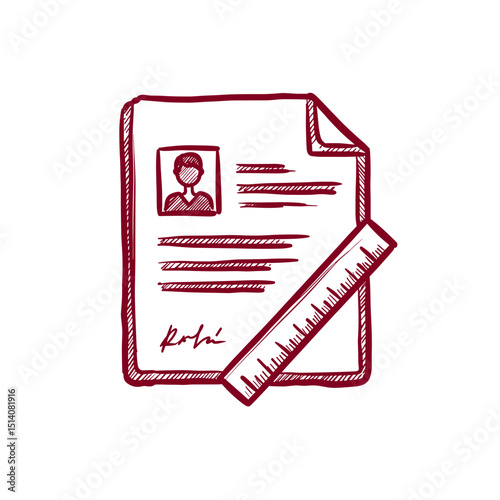 Resume Template Sketch Icon. Hand-drawn CV concept, for HR, job application, hiring process, career