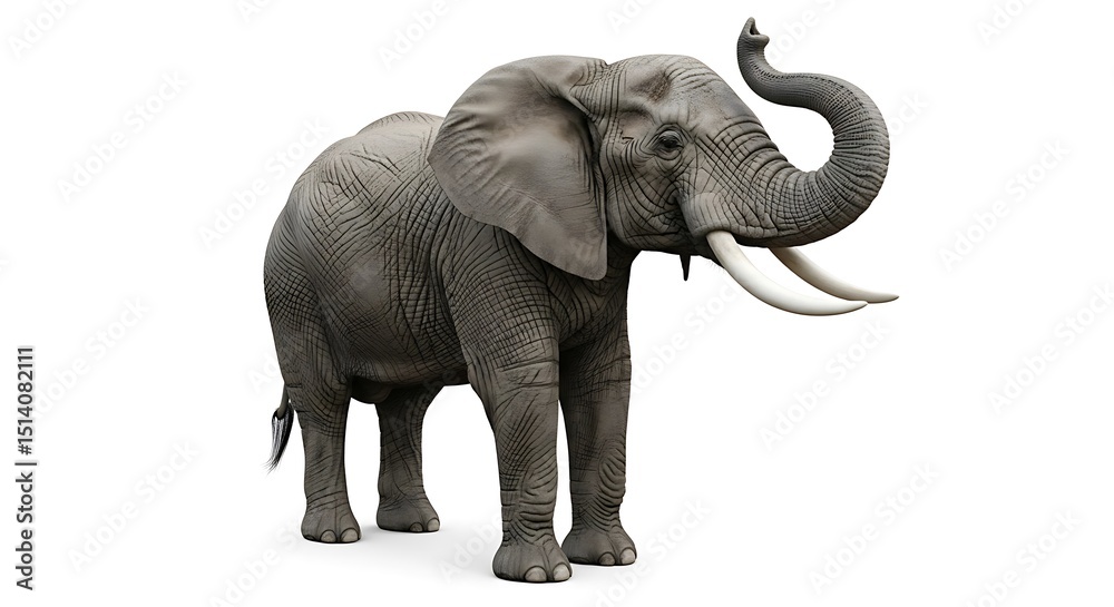 Obraz premium Majestic African Elephant Standing Tall: Explore Wildlife Wonders in High Definition Natural Habitat and Peaceful Savanna Landscapes