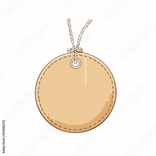 Round kraft paper tag with a twine loop and natural look.