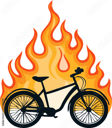 bicycle on fire