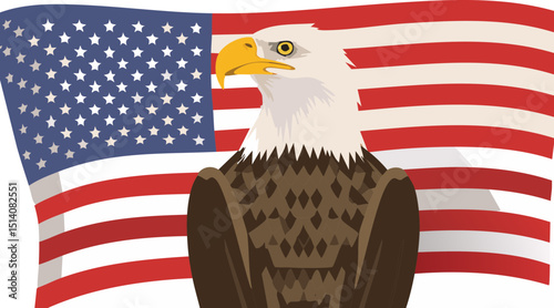 american flag and bald eagle