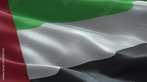 Realistic 3D Animation of United Arab Emirates National Flag Waving in the Wind – Seamless Loop for National, Cultural, Political, and Educational Projects

