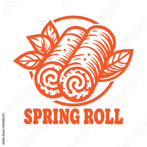 Simple Spring Roll Logo Design with Thick Outline.eps
