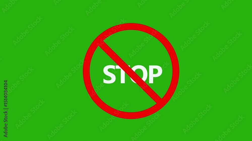 traffic sign no stop or no stopping sign. Danger , International prohibition mark traffic with green color back ground.