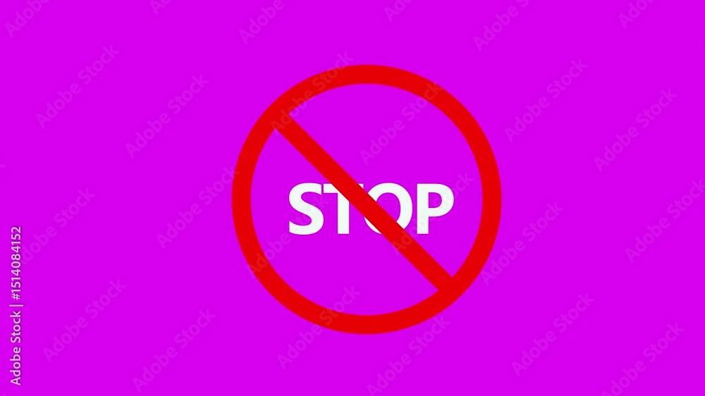 Traffic sign no stop or no stopping sign. Danger forbidden, red circle, stop, International prohibition mark traffic with pink color back ground.