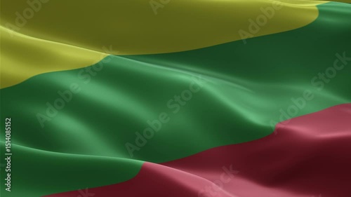 Realistic 3D Animation of Lithuania Flag Waving Seamlessly in the Wind – National Symbol of Lithuania for Patriotic, Educational and Government Projects


