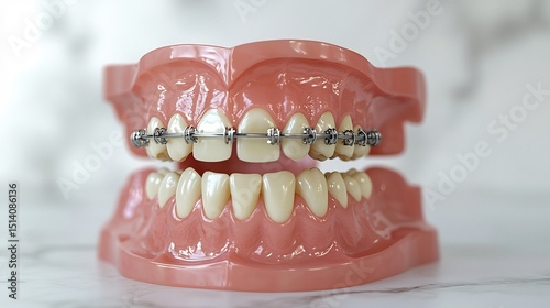 Set of teeth with braces highlighting the gradual process of teeth movement and alignment