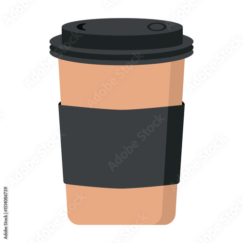 Delicious coffee paper cup icon. Drink vector illustration design