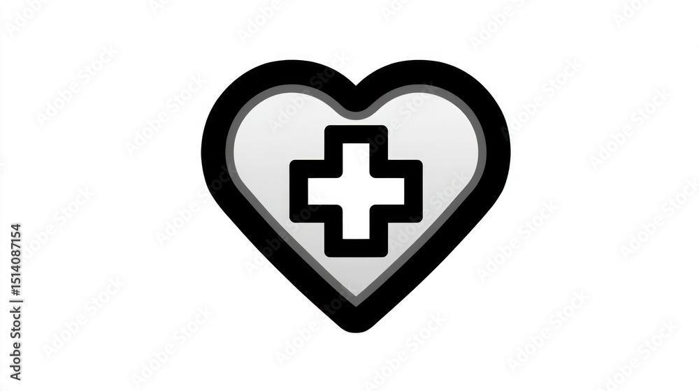 Obraz premium Heart with medical cross healthcare symbol medical icon love and care