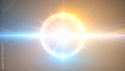 Vibrant Orb with Radiating Light Beams Abstract Digital Art