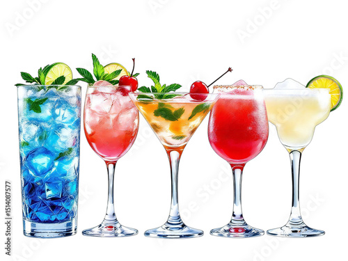 Wallpaper Mural A vibrant assortment of cocktails lined up against a dark background showcasing their colorful hues Torontodigital.ca