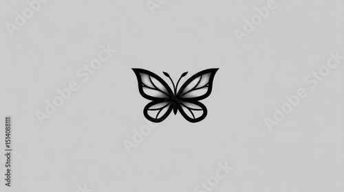 Minimalist Black Butterfly Silhouette on Light Background Vector Art Graphic Design Element