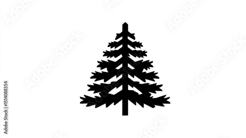 Silhouette of a Pine Tree Minimalist Black and White Design for Nature Winter and Holiday Th