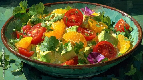 Vibrant Salad Bowl with Fresh Vegetables and Fruits Healthy Eating Concept Colorful Food Phot