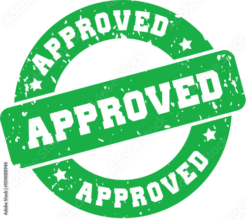 Approved rubber stamp vector icon – green checkmark sign of verification, validation, accepted document symbol, isolated clipart for official certification and success