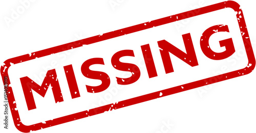 Missing Stamp Vector | Red Grunge Rubber Alert Label Graphic Design