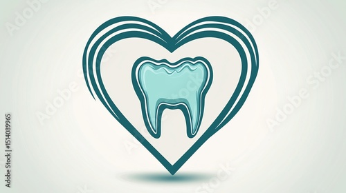 Stylized heart with a stylized tooth inside symbolizing the importance of oral health for overall well being