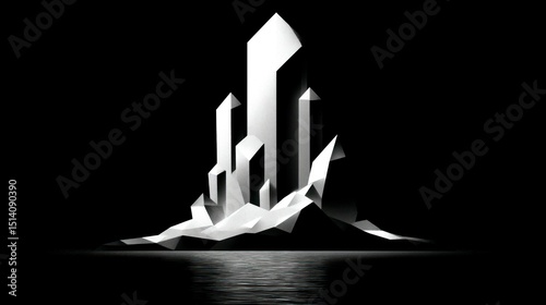 Monochromatic Geometric Crystal Formation Reflecting in Water