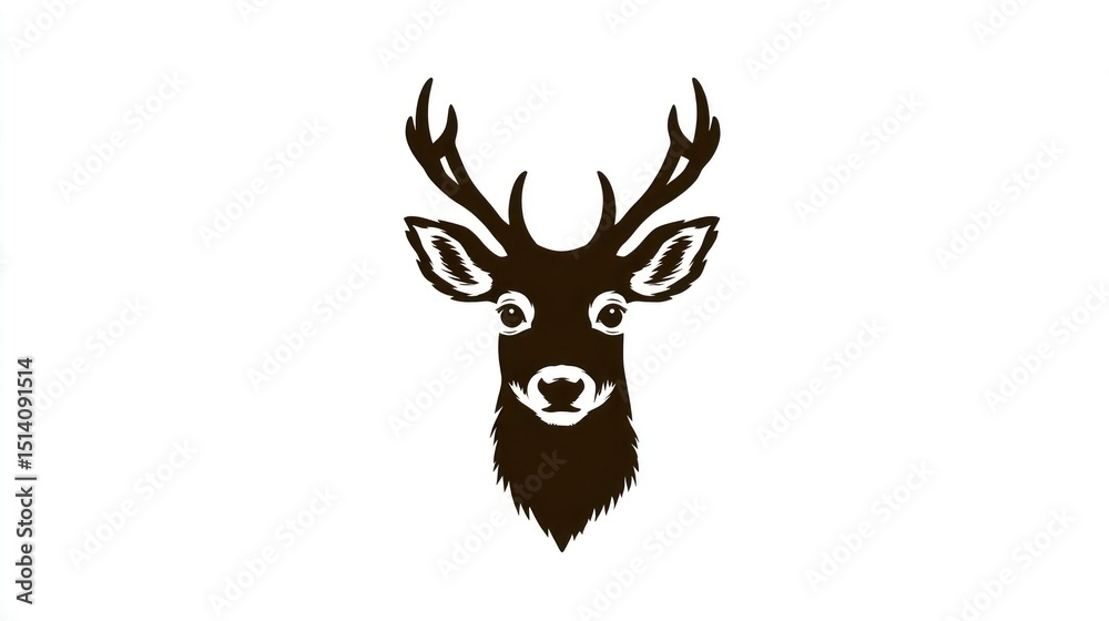 Fototapeta premium Stylized Deer Head Illustration with Antlers Perfect for Nature and Wildlife Themes