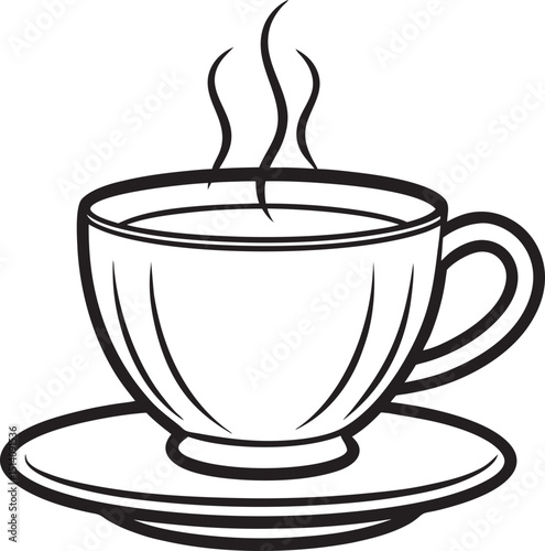 A cup of coffee with streamlined art vector on a white background