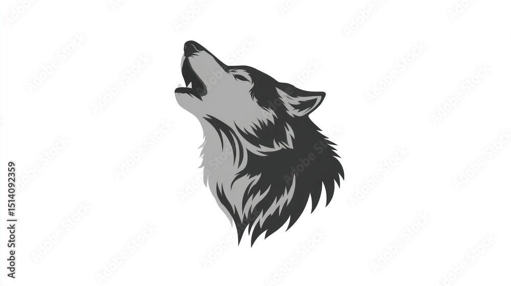 Naklejka premium Howling Canine Silhouette A Bold and Expressive Animal Design for Creative Projects
