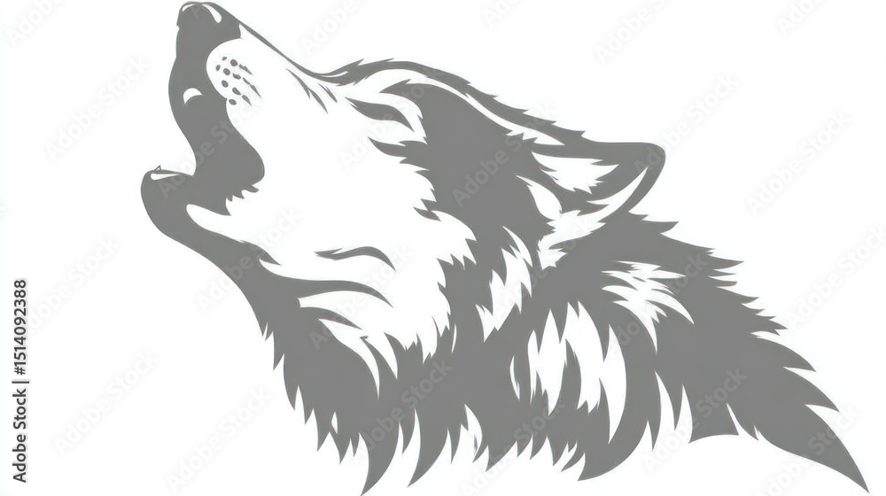 Obraz premium Howling Wolf Silhouette A Detailed and Expressive Animal Illustration for Nature Wildlife an