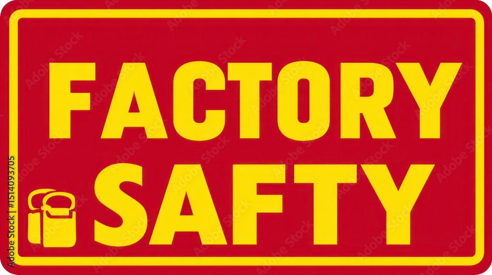 Factory Safety Sign with Protective Gear Icon Industrial Warning Symbol Workplace Hazard Aler Factory Safety Sign with Protective Gear Icon Industrial Warning Symbol Workplace Hazard Aler