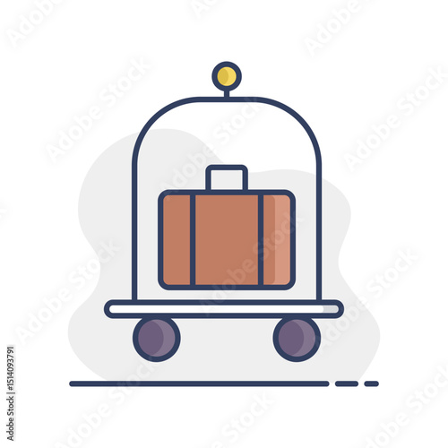 Baggage, luggage, suitcases on trolley vector icon