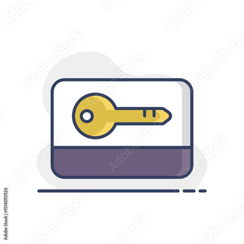 Card key flat vector isolated icon
