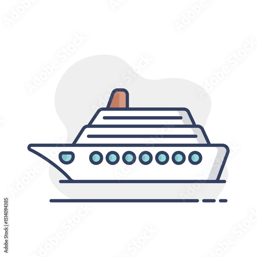Cruise liner flat vector isolated icon