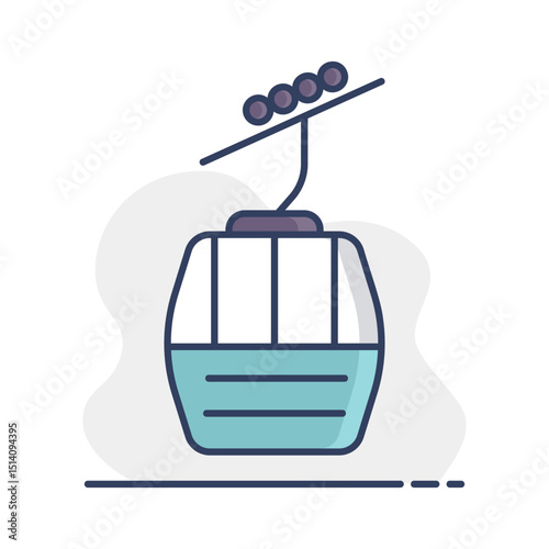 Ski lift gondola flat vector isolated icon